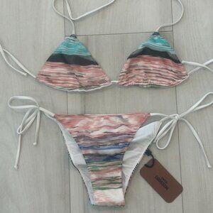 Missoni Stripe 2 Piece Triangle Halter Bikini NWT Size 40 IT US 4 S